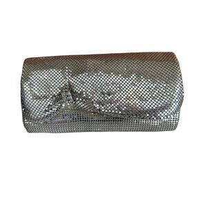 Vintage Metallic Silver Mesh Convertible Clutch Shoulder Bag